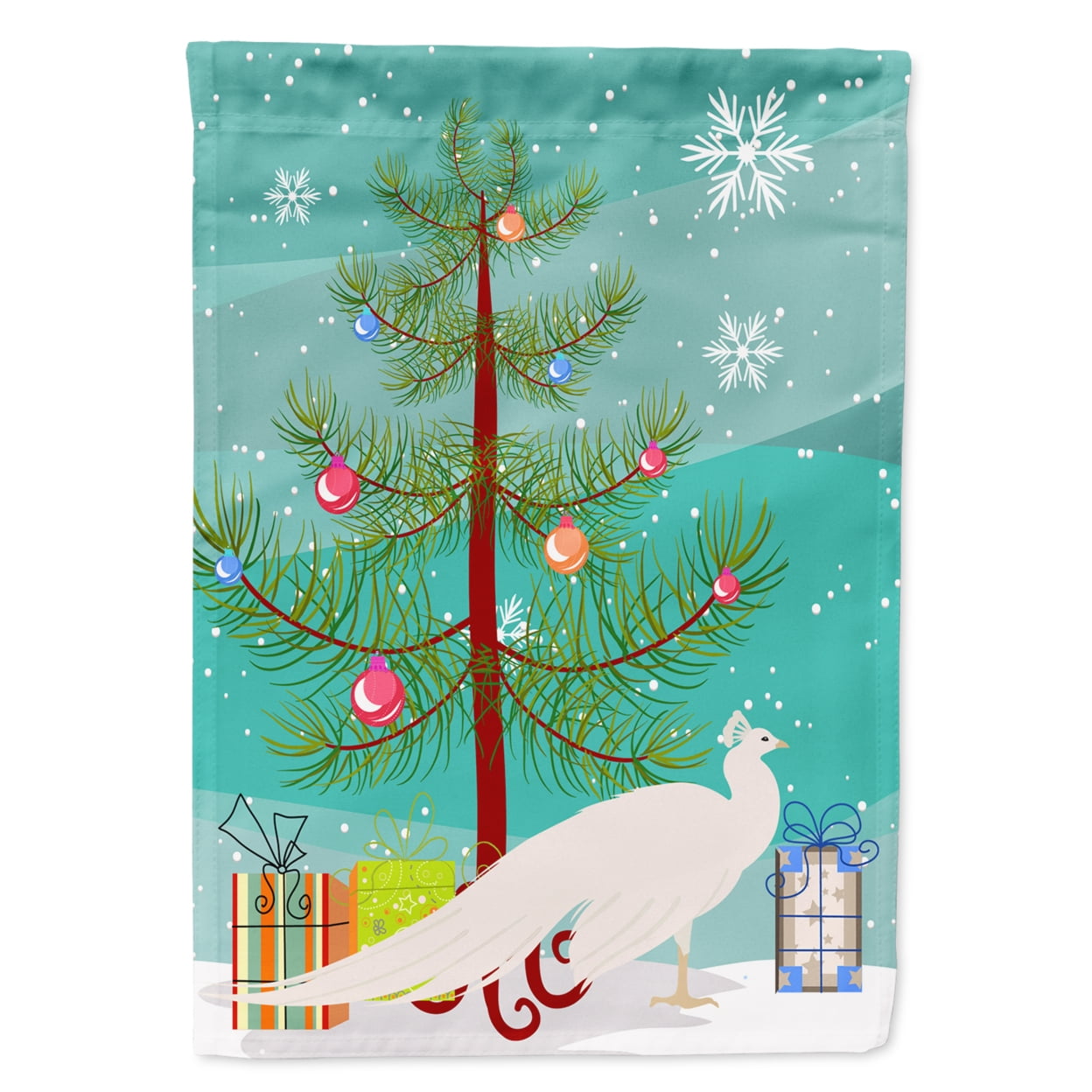 White Peacock Peafowl Christmas Flag Garden