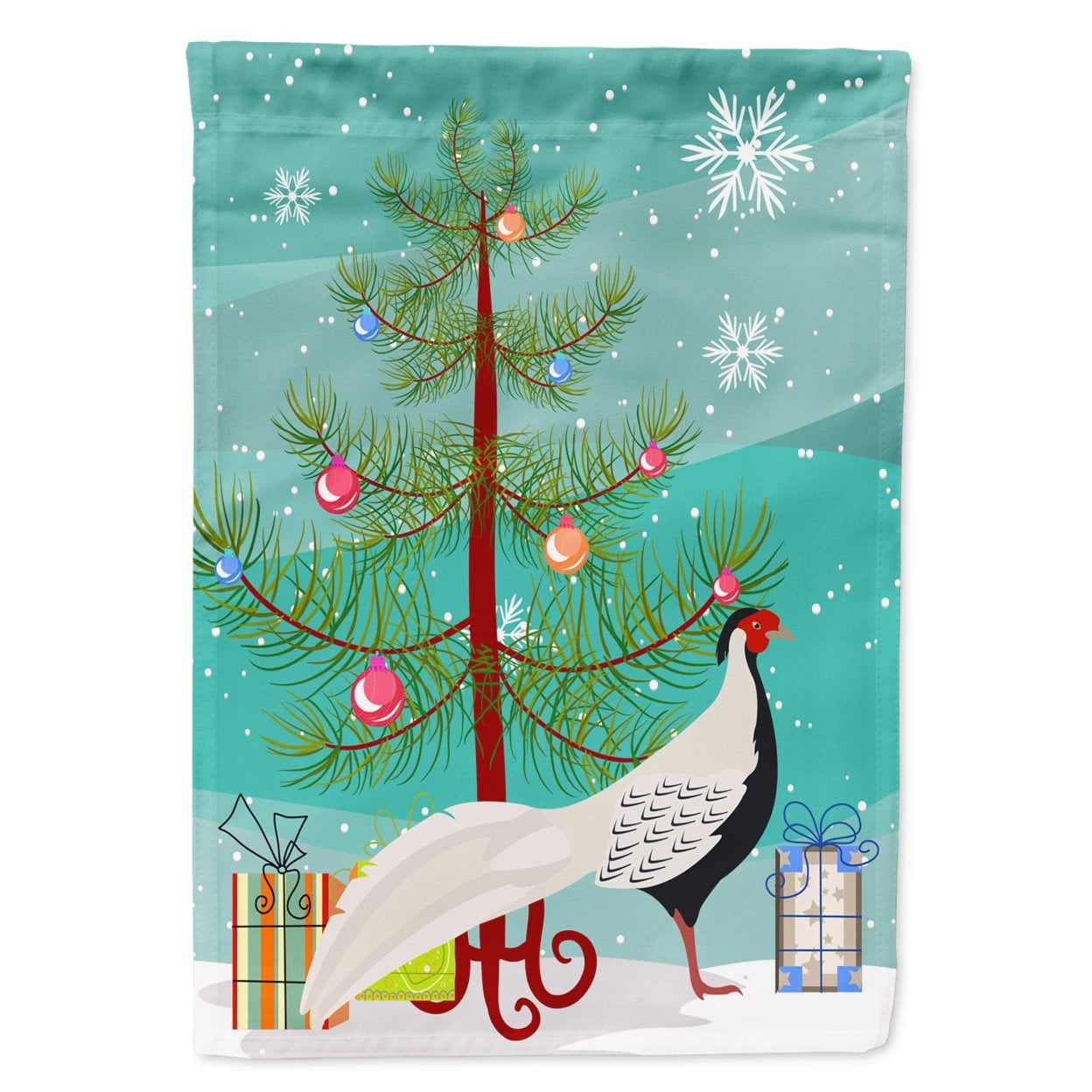 Silver Pheasant Christmas Flag Garden - Size