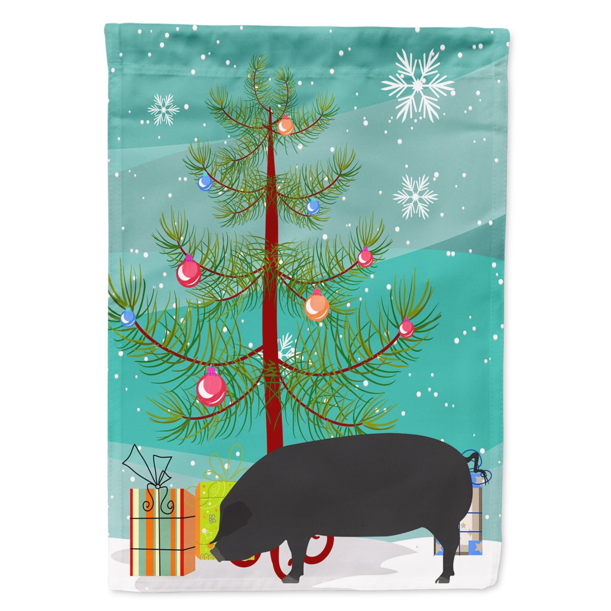 BB9298GF Devon Large Black Pig Christmas Flag Garden - Size