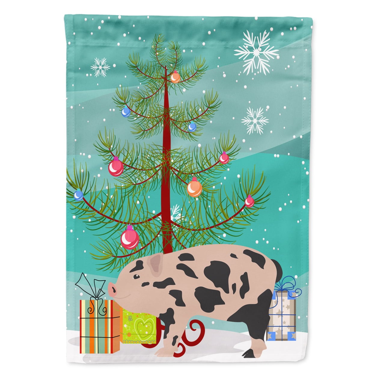 Mini Miniature Pig Christmas Flag Garden - Size
