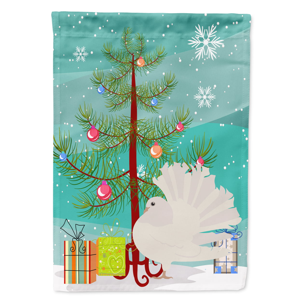 Silver Fantail Pigeon Christmas Flag Garden - Size