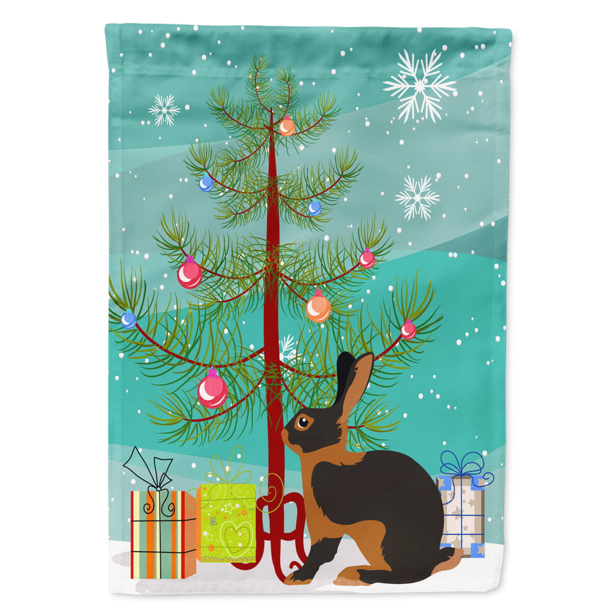 Tan Rabbit Christmas Flag Garden - Size