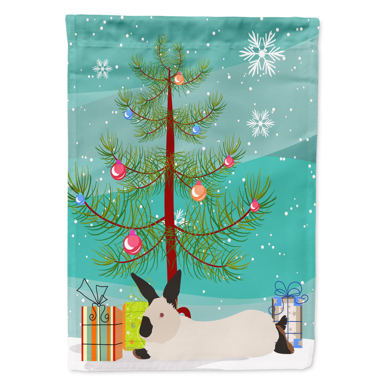 California White Rabbit Christmas Flag Garden - Size