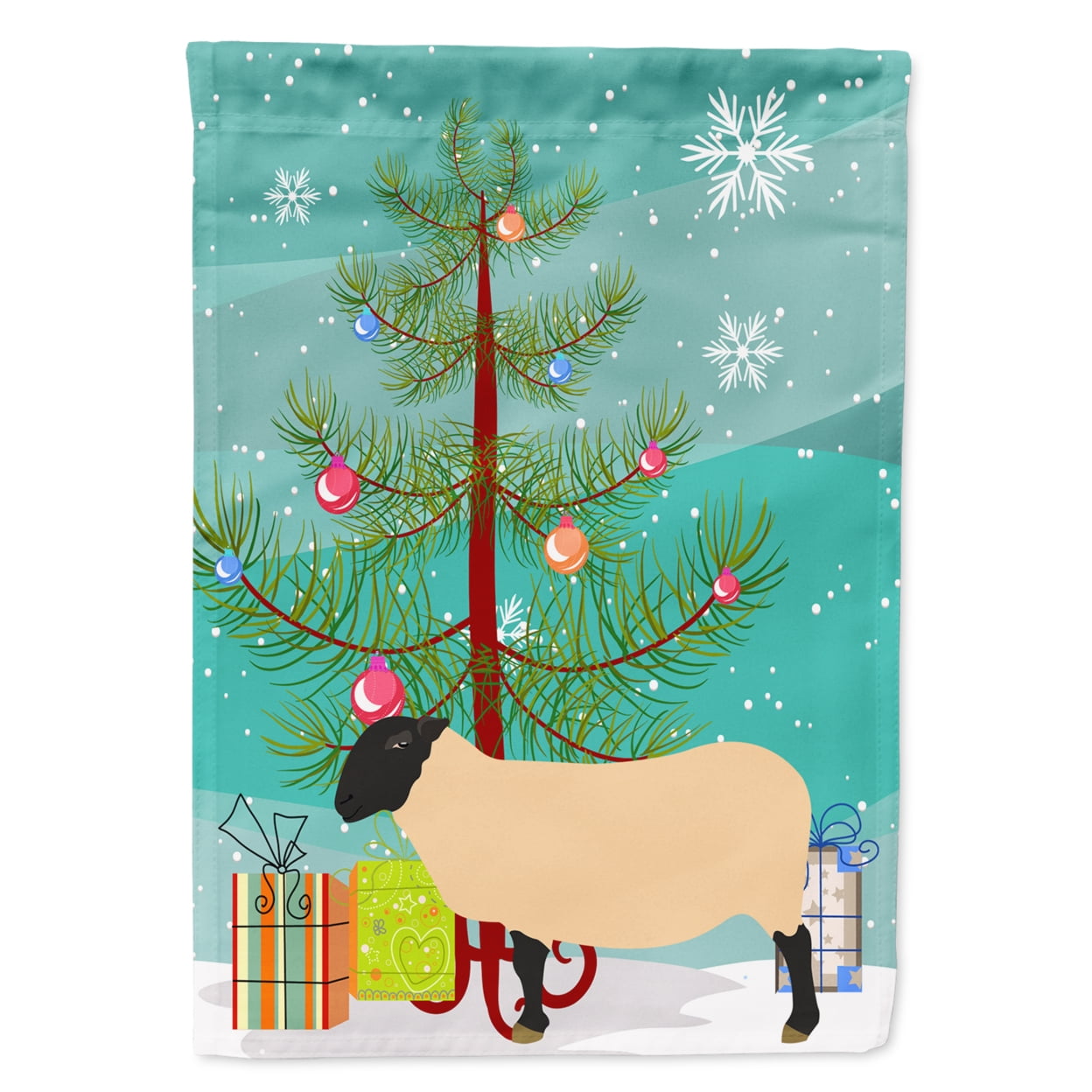 Suffolk Sheep Christmas Flag Garden