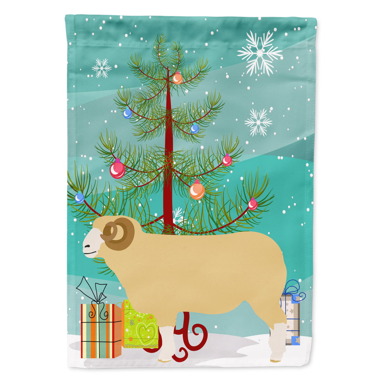 Horned Dorset Sheep Christmas Flag Garden - Size