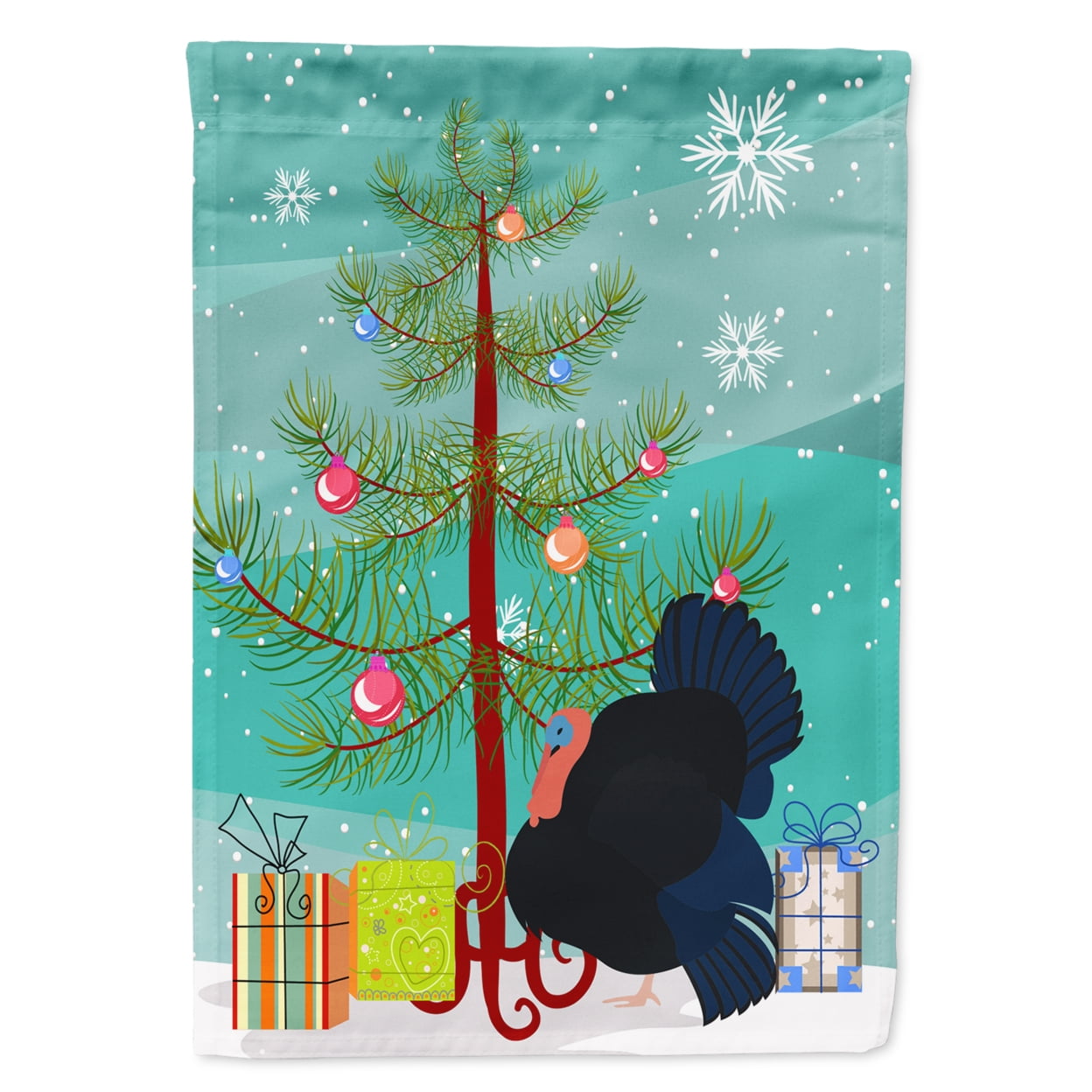 Norfolk Black Turkey Christmas Flag Garden - Size