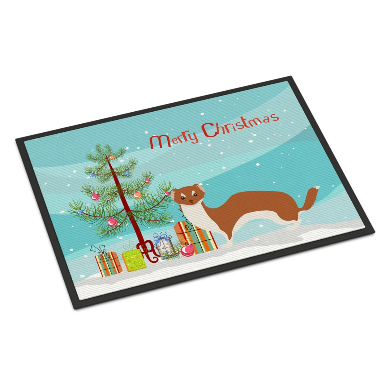 Weasel Christmas Indoor or Outdoor Mat - 18 x 27 in.