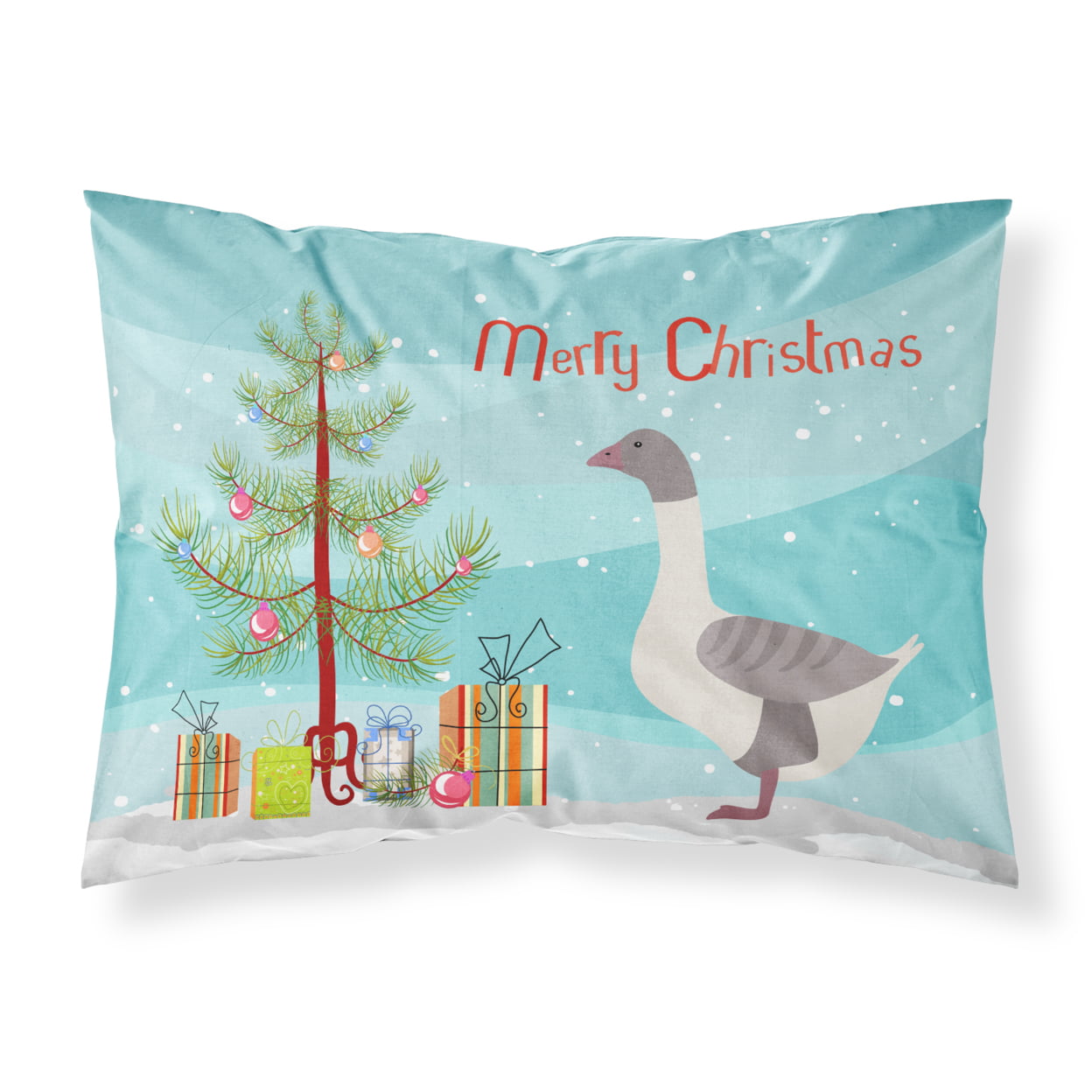Buff Grey Back Goose Christmas Fabric Standard Pillowcase