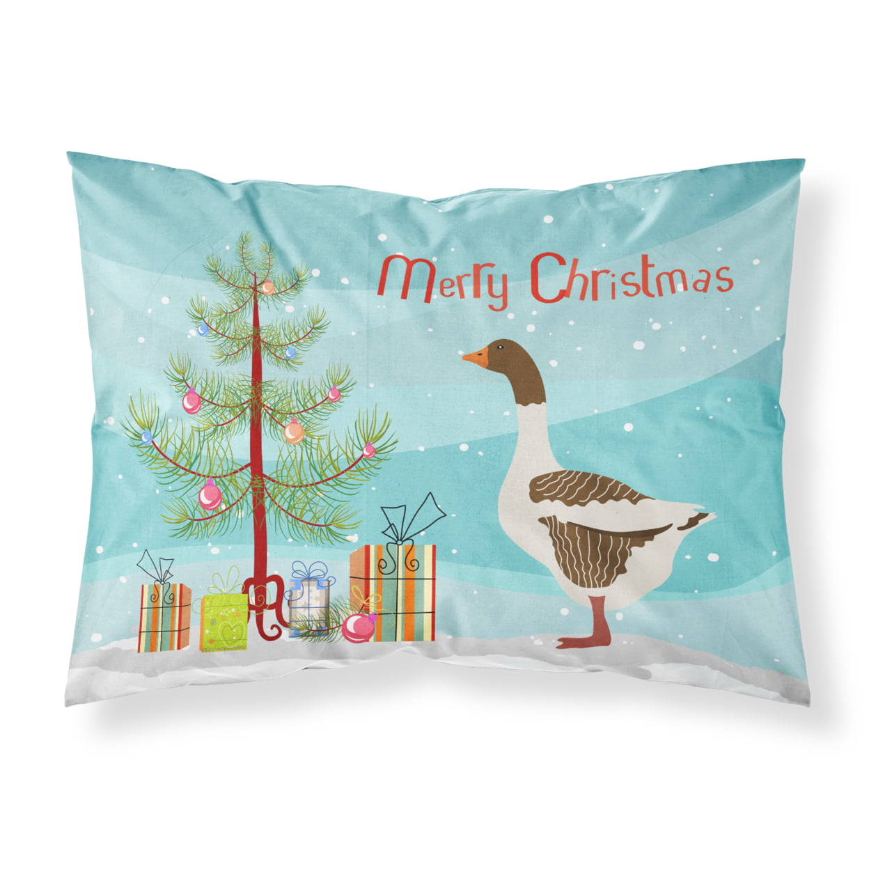 Pomeranian Rogener Goose Christmas Fabric Standard Pillowcase