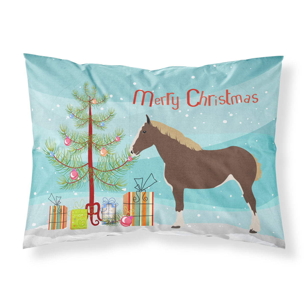 Percheron Horse Christmas Fabric Standard Pillowcase
