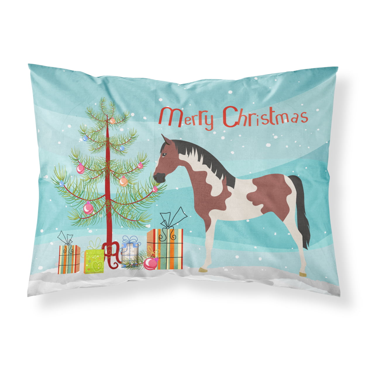 BB9274PILLOWCASE Pinto Horse Christmas Fabric Standard Pillowcase