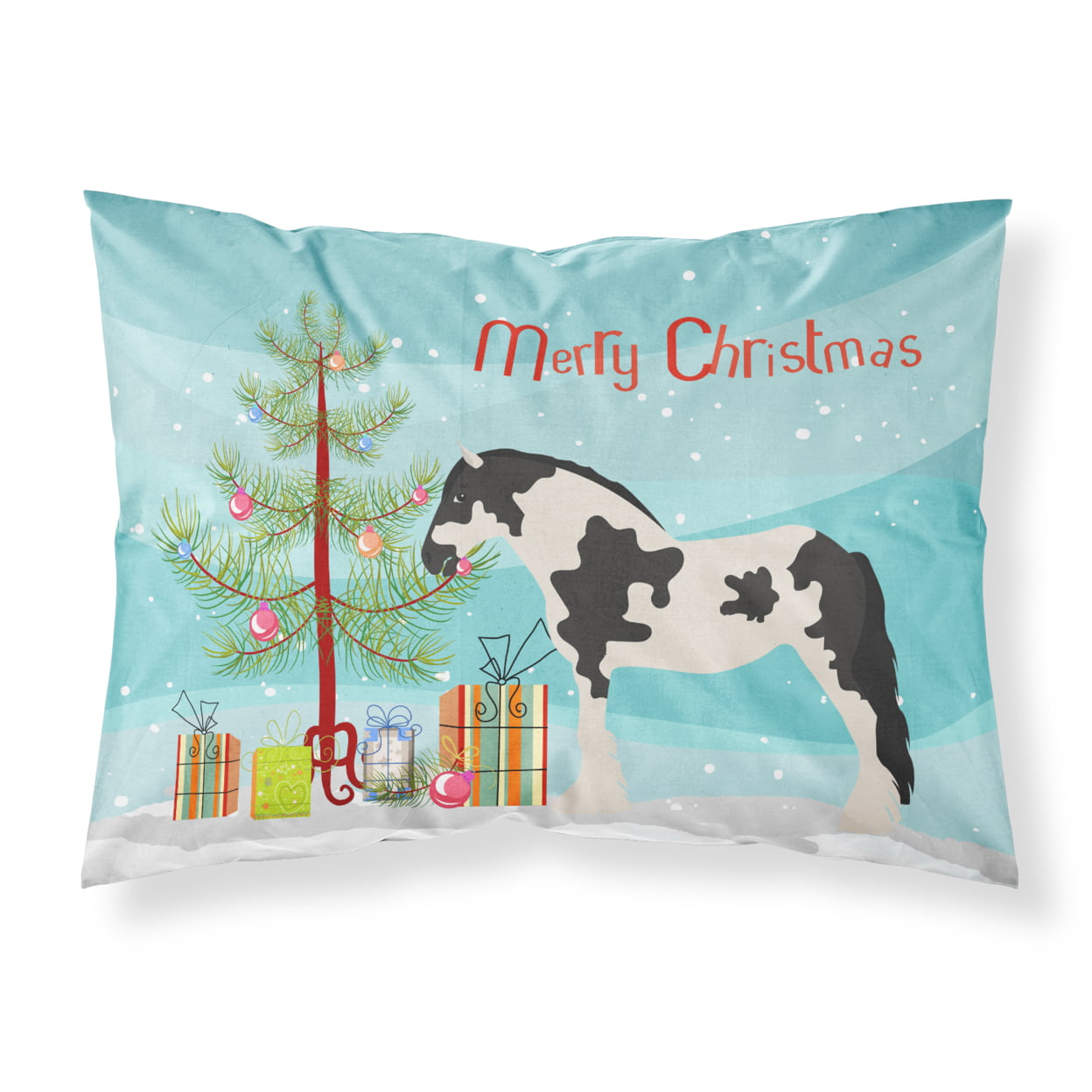 Cyldesdale Horse Christmas Fabric Standard Pillowcase