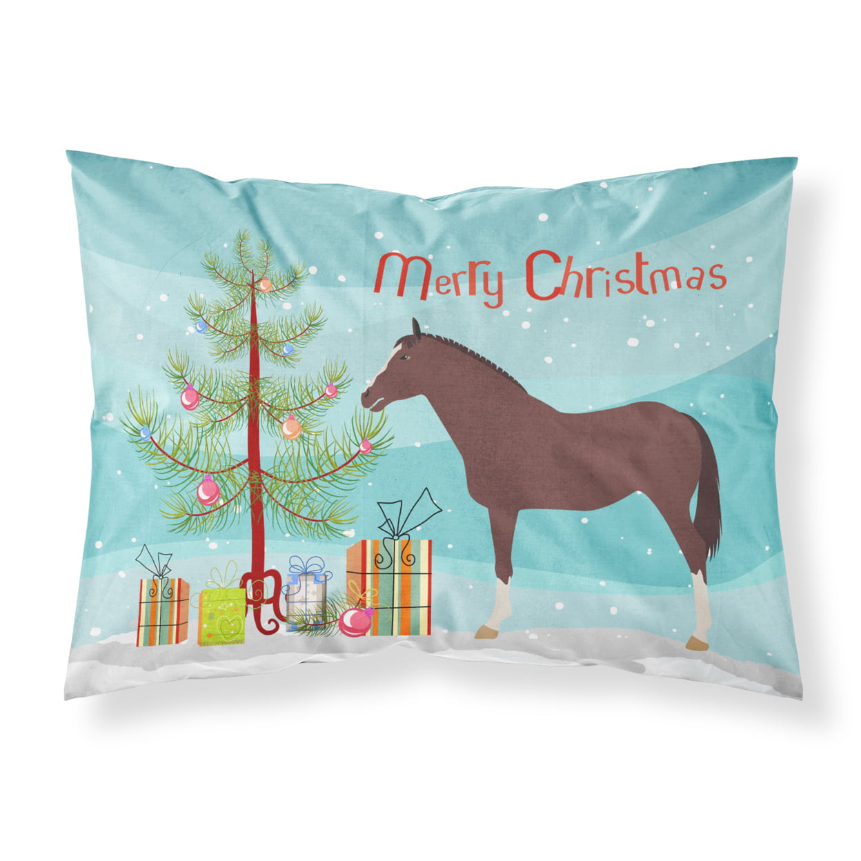 English Thoroughbred Horse Christmas Fabric Standard Pillowcase