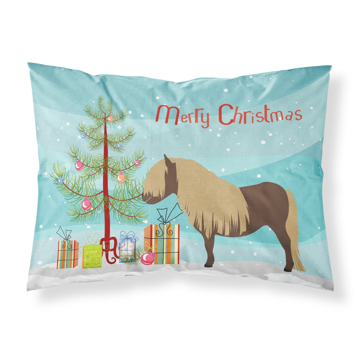 Shetland Pony Horse Christmas Fabric Standard Pillowcase