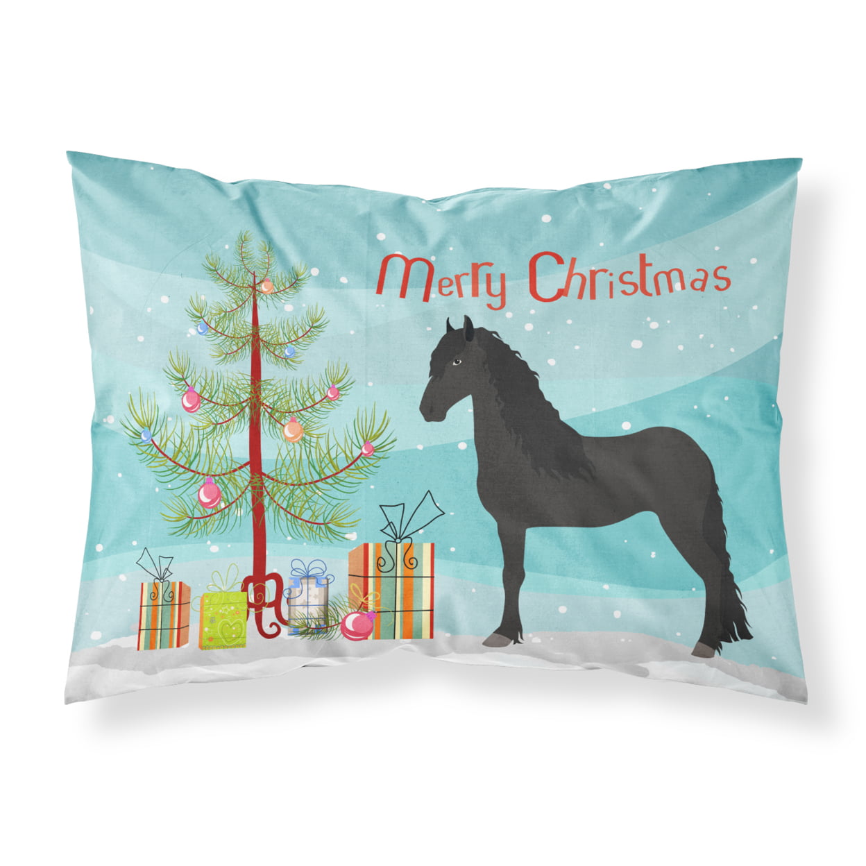 Friesian Horse Christmas Fabric Standard Pillowcase
