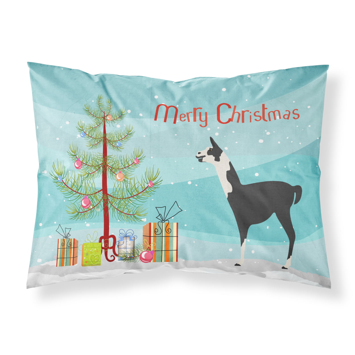 Llama Q Ara Christmas Fabric Standard Pillowcase