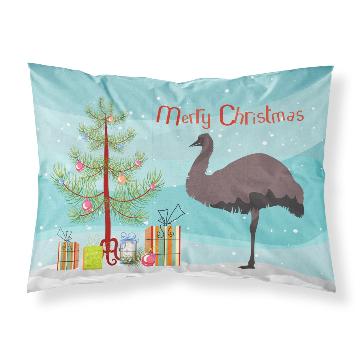 BB9289PILLOWCASE Emu Christmas Fabric Standard Pillowcase