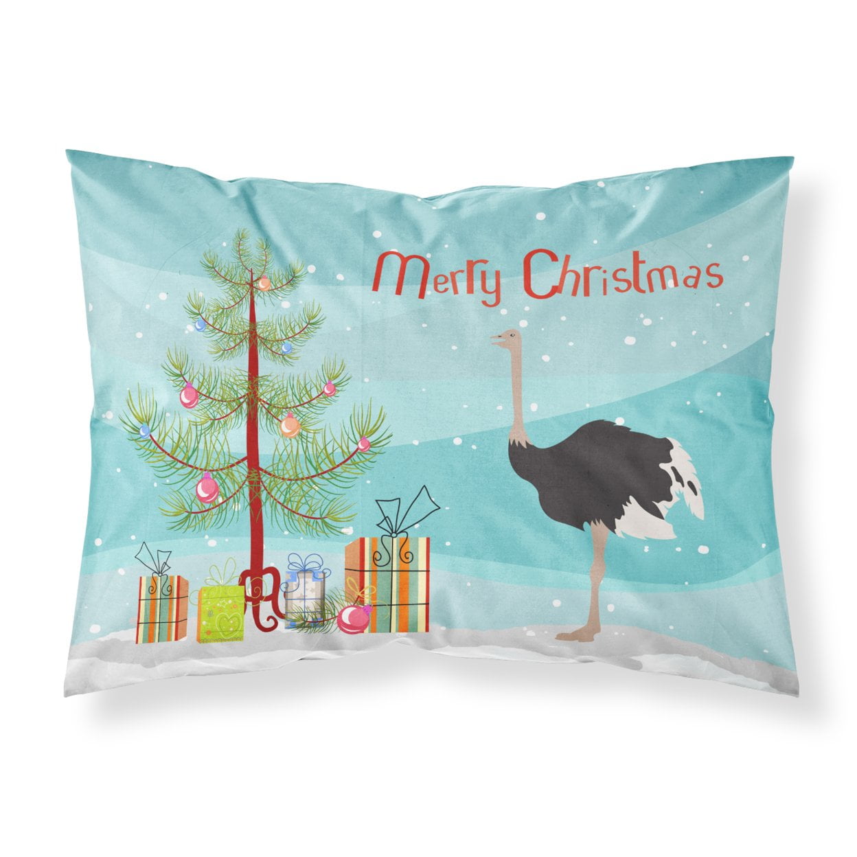 Common Ostrich Christmas Fabric Standard Pillowcase