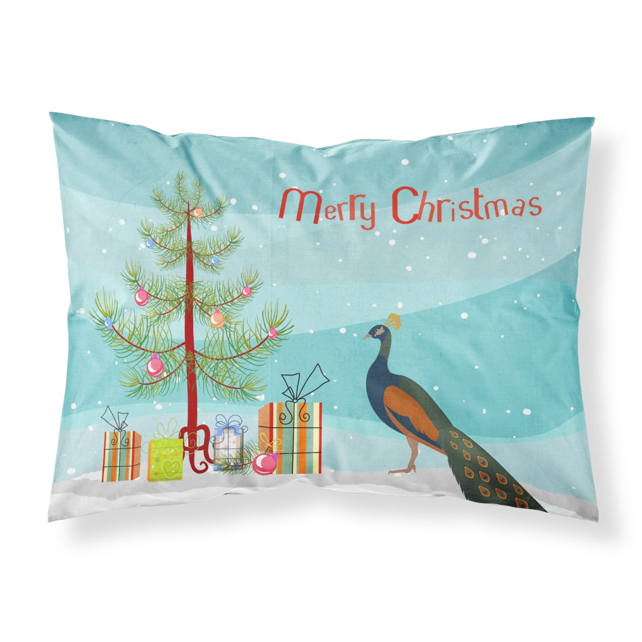 BB9292PILLOWCASE Indian Peacock Peafowl Christmas Fabric Standard Pillowcase
