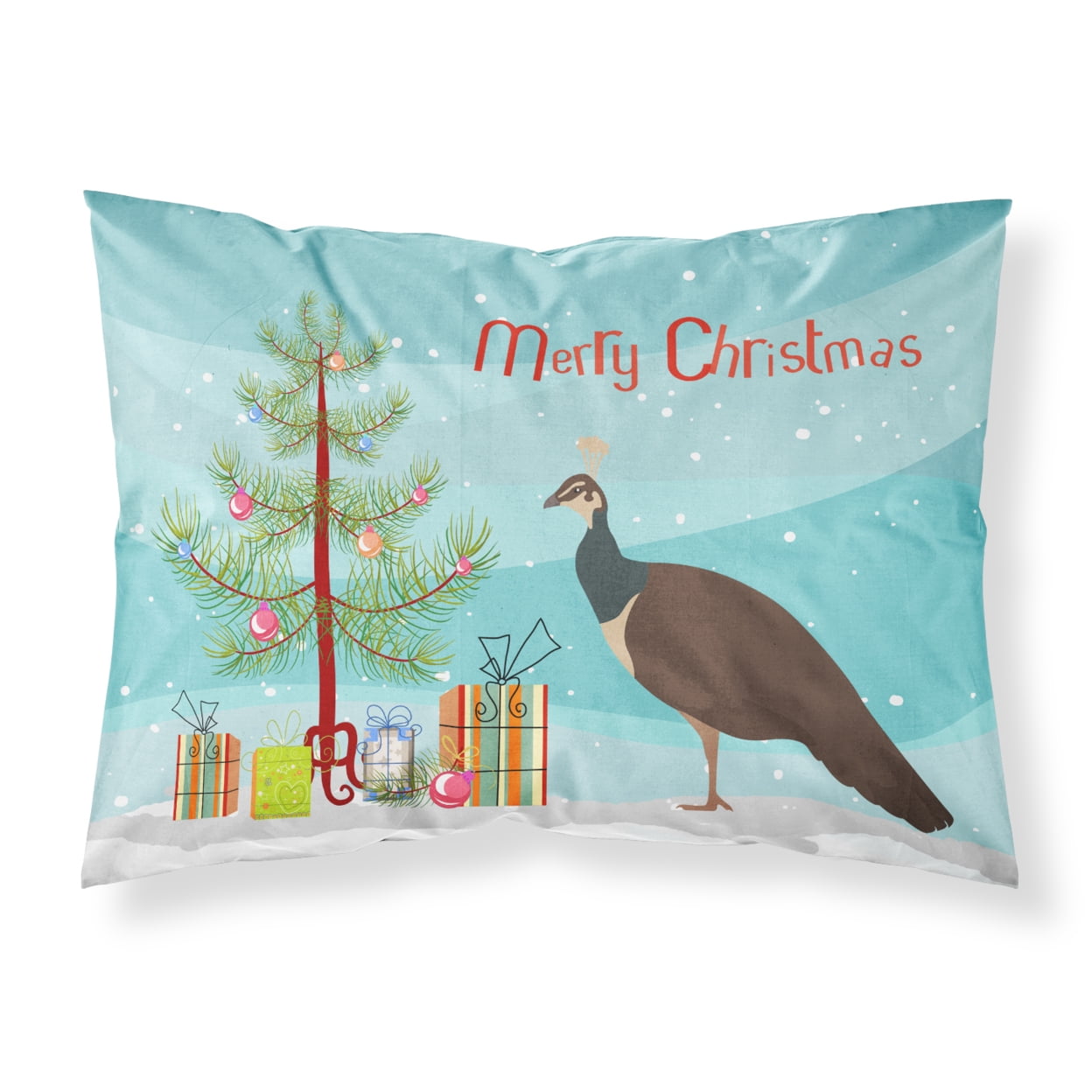 BB9294PILLOWCASE Indian Peahen Peafowl Christmas Fabric Standard Pillowcase