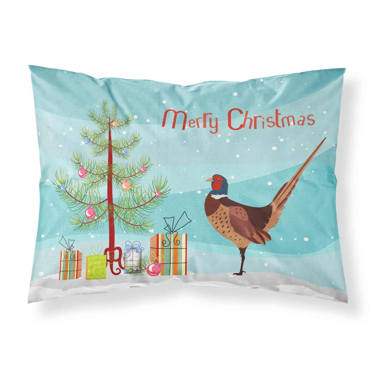 Ring-Necked Common Pheasant Christmas Fabric Standard Pillowcase
