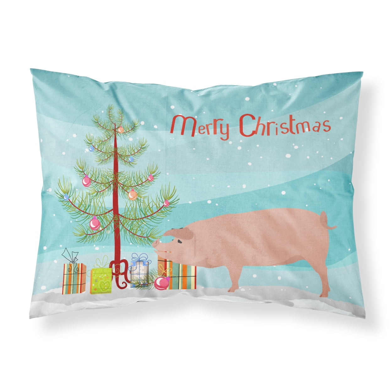 American Landrace Pig Christmas Fabric Standard Pillowcase