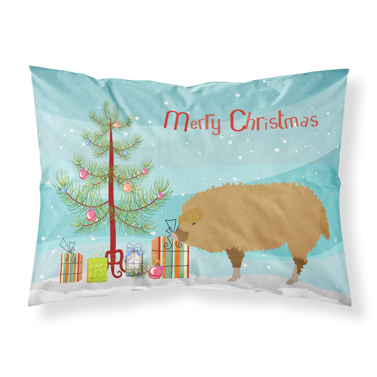 Hungarian Mangalica Pig Christmas Fabric Standard Pillowcase