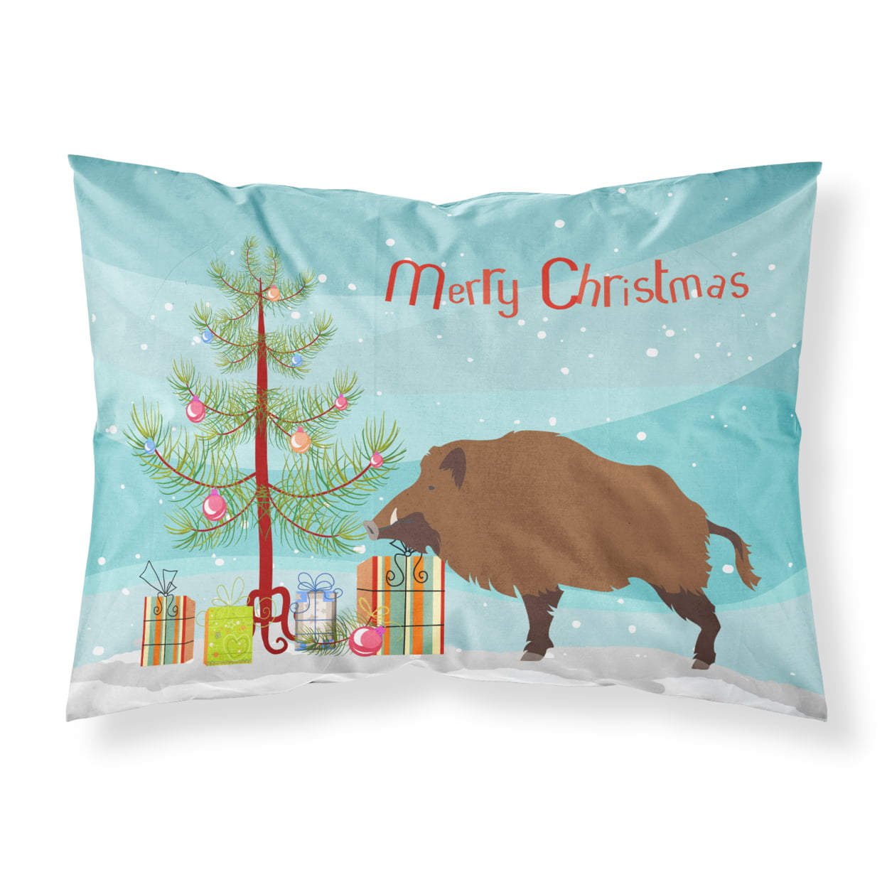 Wild Boar Pig Christmas Fabric Standard Pillowcase