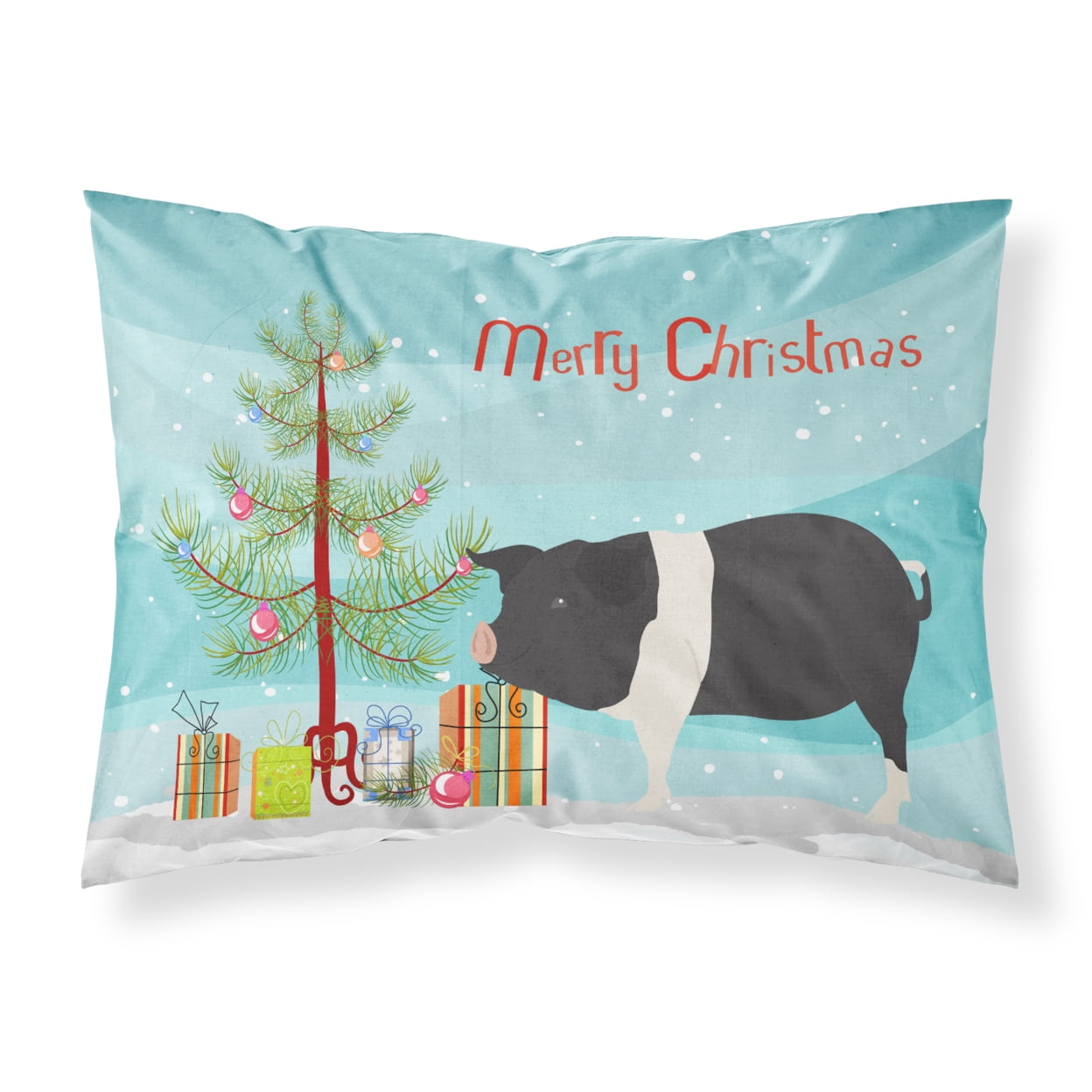 Hampshire Pig Christmas Fabric Standard Pillowcase