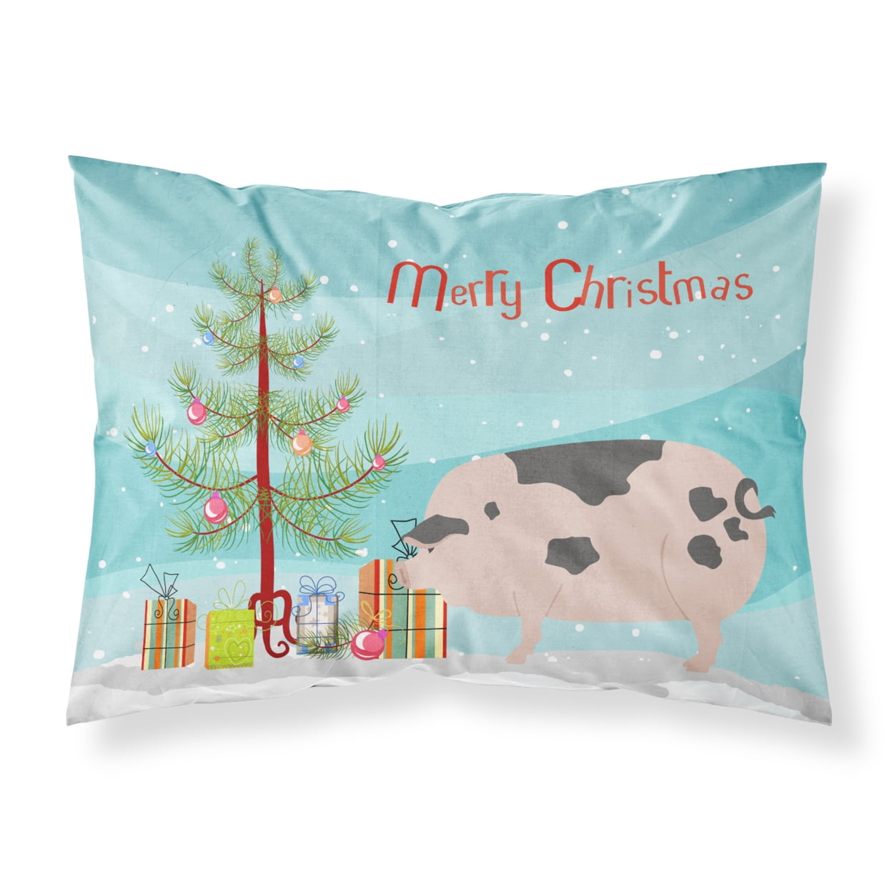 Gloucester Old Spot Pig Christmas Fabric Standard Pillowcase