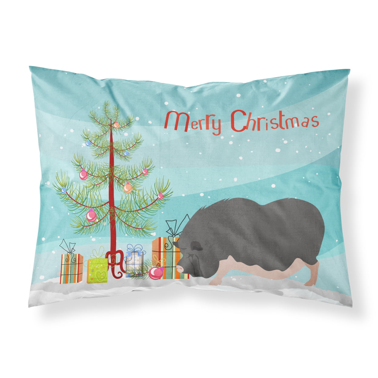 Vietnamese Pot-Bellied Pig Christmas Fabric Standard Pillowcase