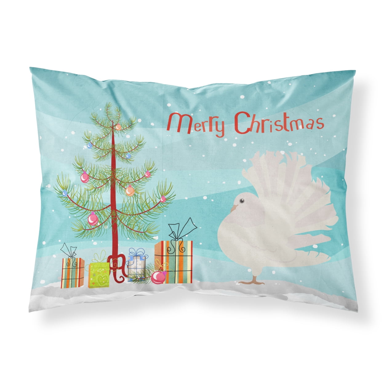 Picture of Carolines Treasures BB9317PILLOWCASE Silver Fantail Pigeon Christmas Fabric Standard Pillowcase