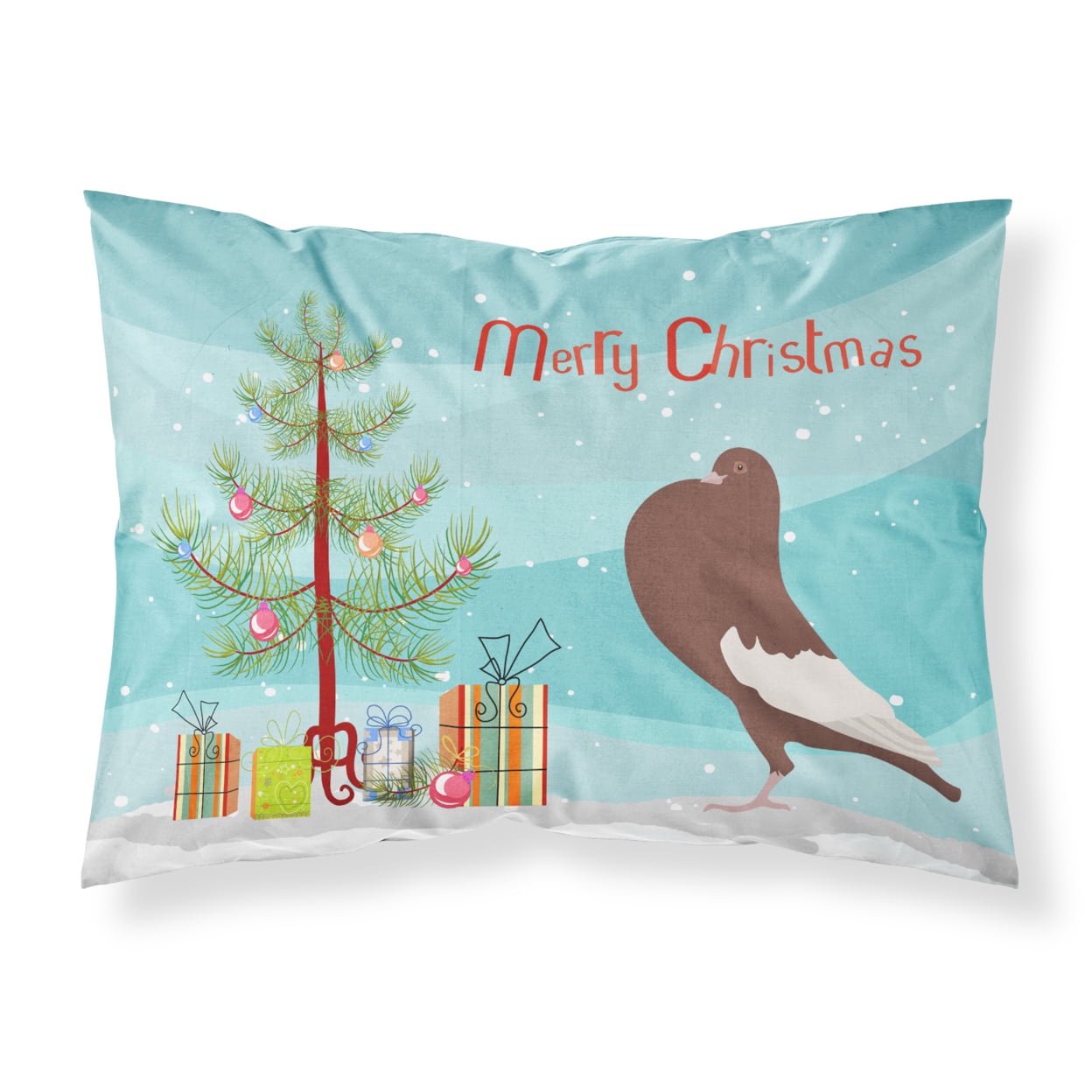 English Pouter Pigeon Christmas Fabric Standard Pillowcase