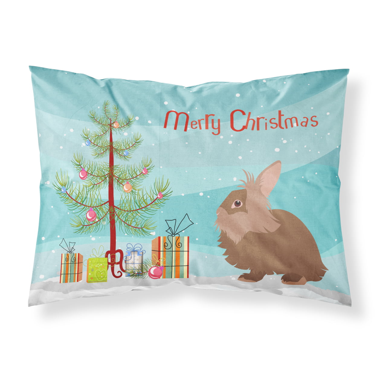 Lionhead Rabbit Christmas Fabric Standard Pillowcase