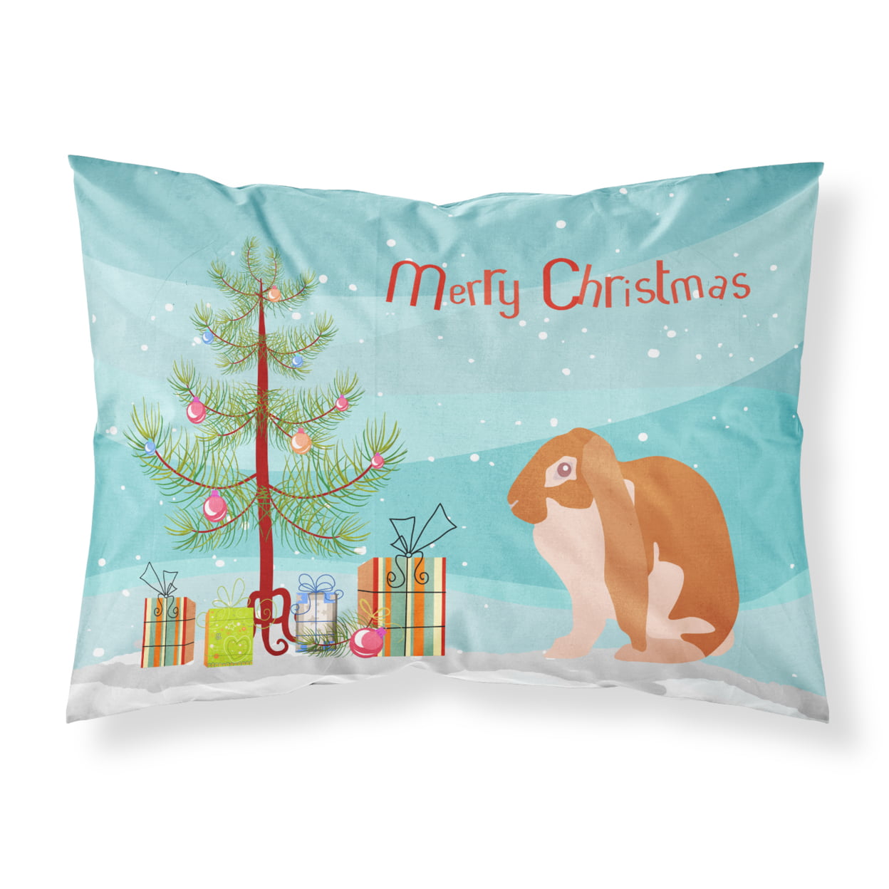 English Lop Rabbit Christmas Fabric Standard Pillowcase