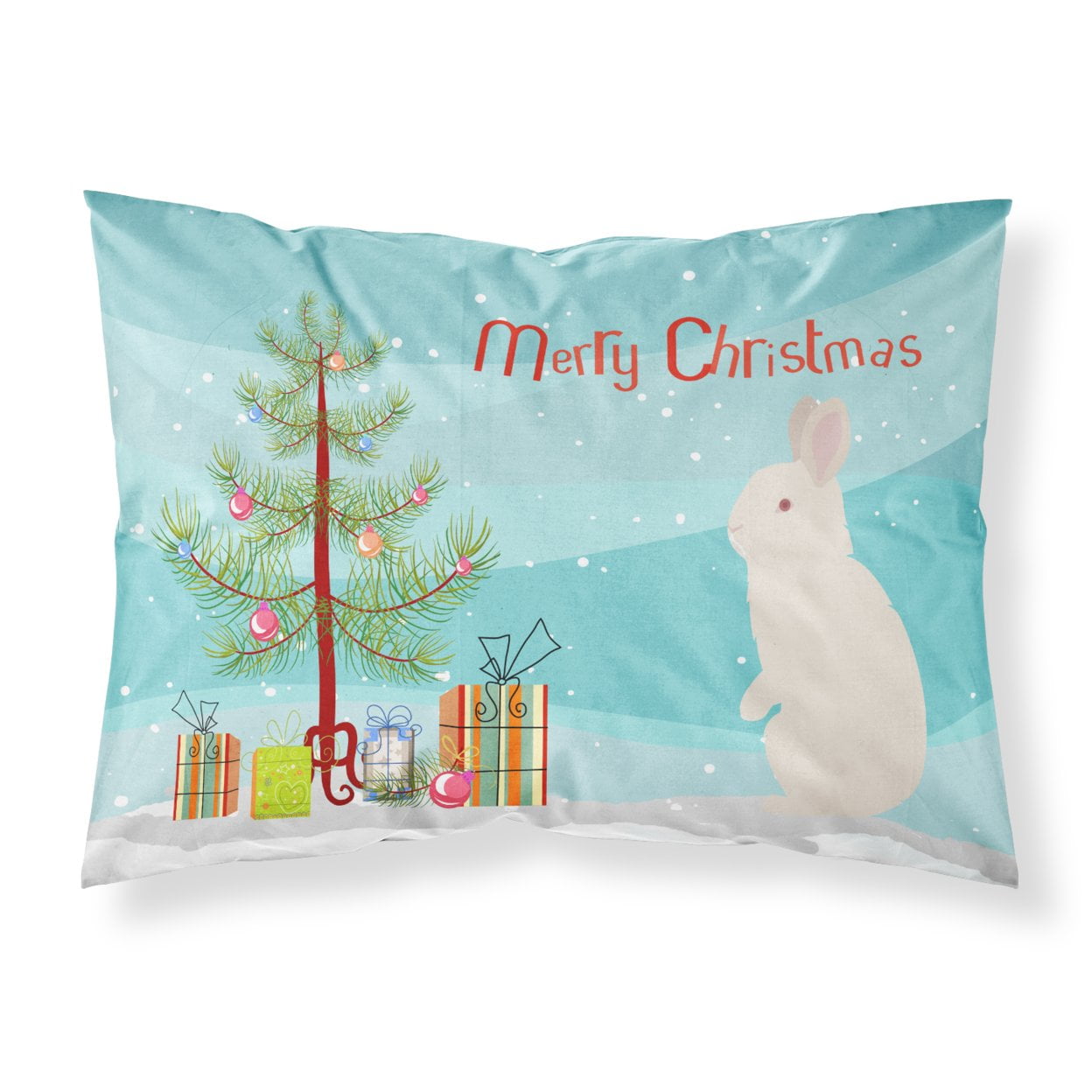 New Zealand White Rabbit Christmas Fabric Standard Pillowcase