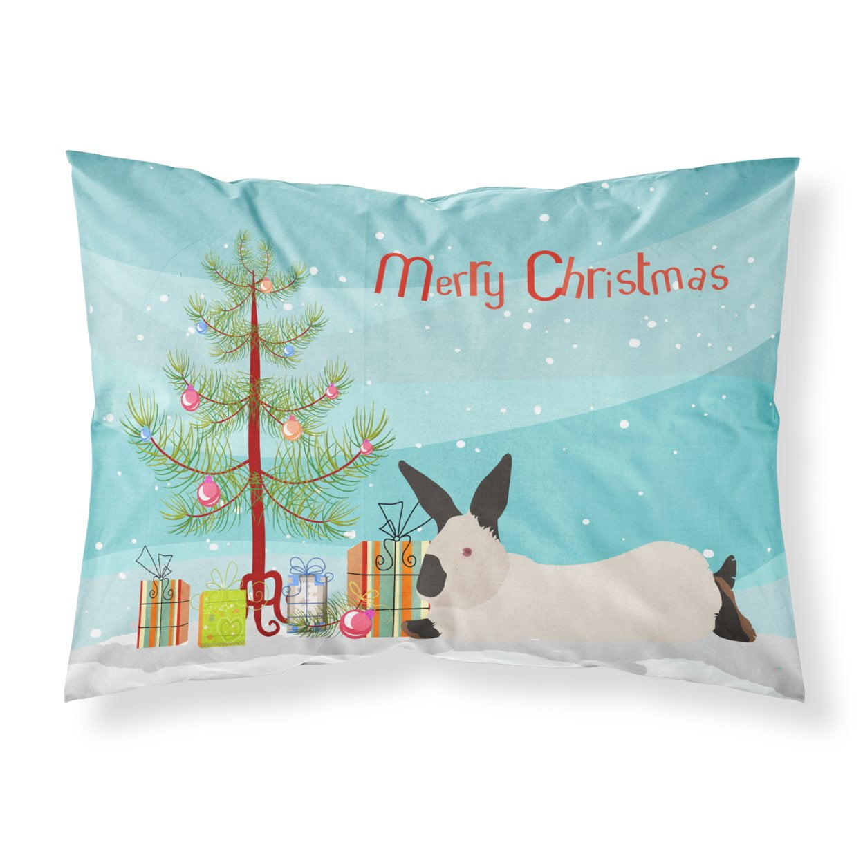California White Rabbit Christmas Fabric Standard Pillowcase