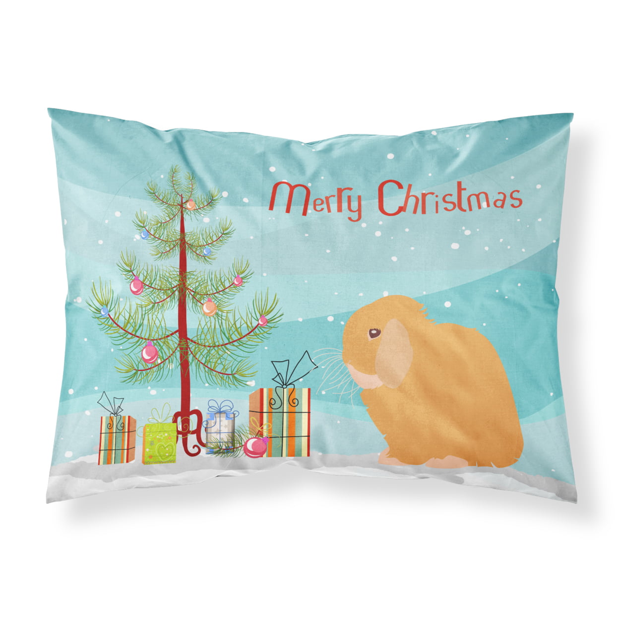 Holland Lop Rabbit Christmas Fabric Standard Pillowcase