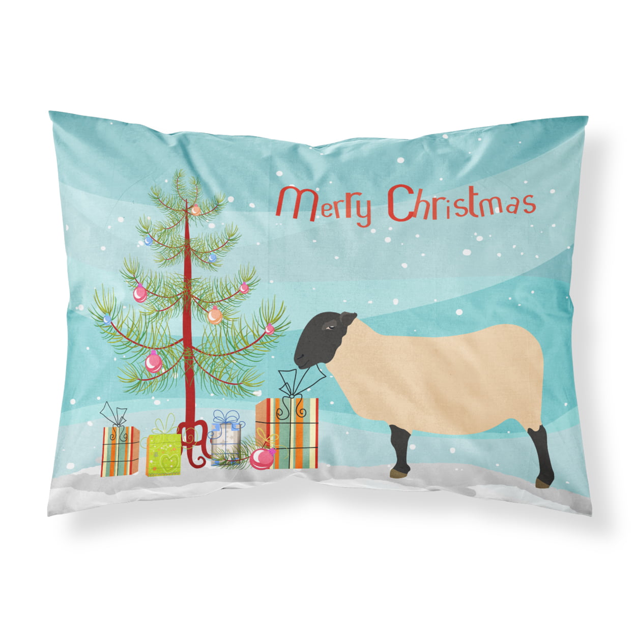 BB9339PILLOWCASE Suffolk Sheep Christmas Fabric Standard Pillowcase