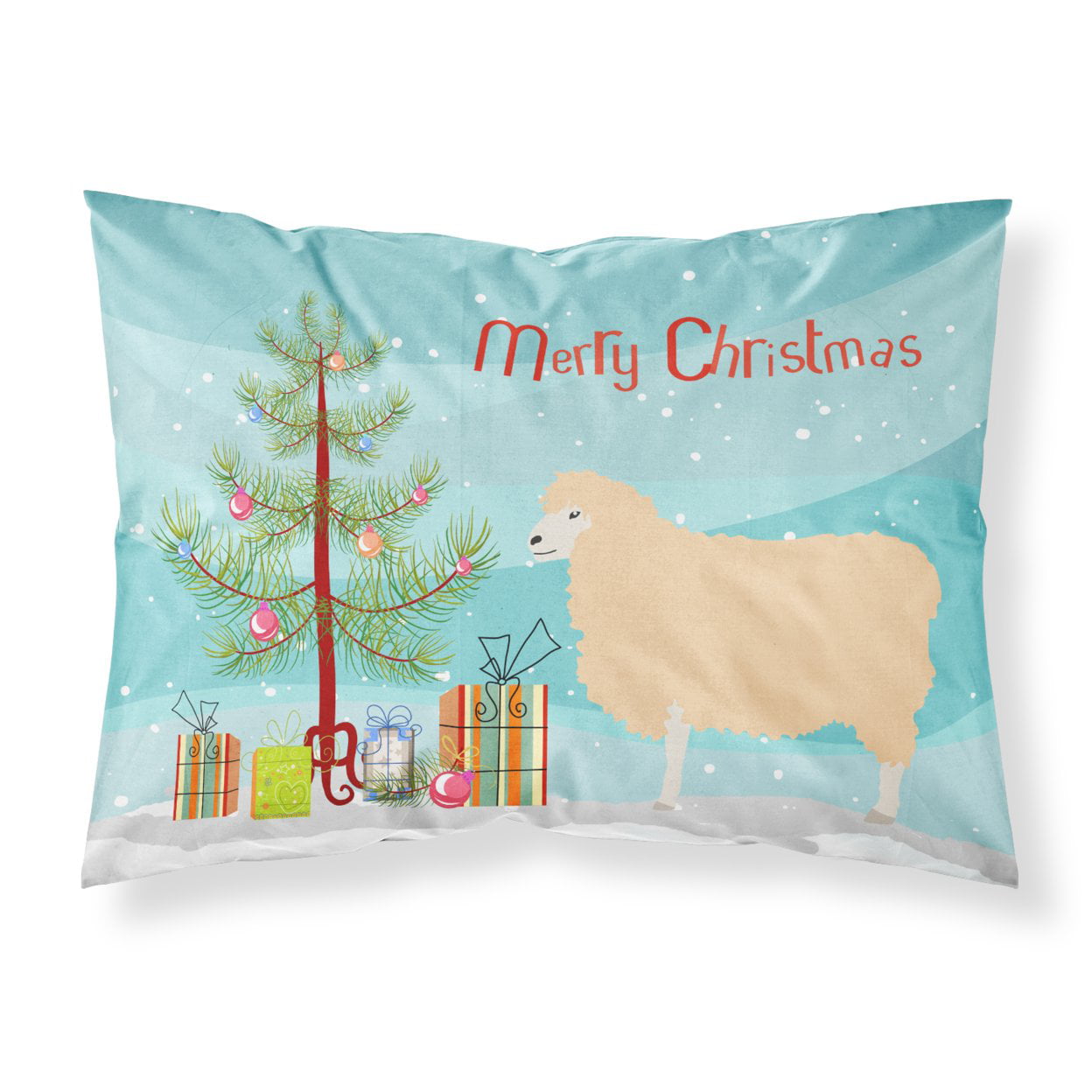 English Leicester Longwool Sheep Christmas Fabric Standard Pillowcase