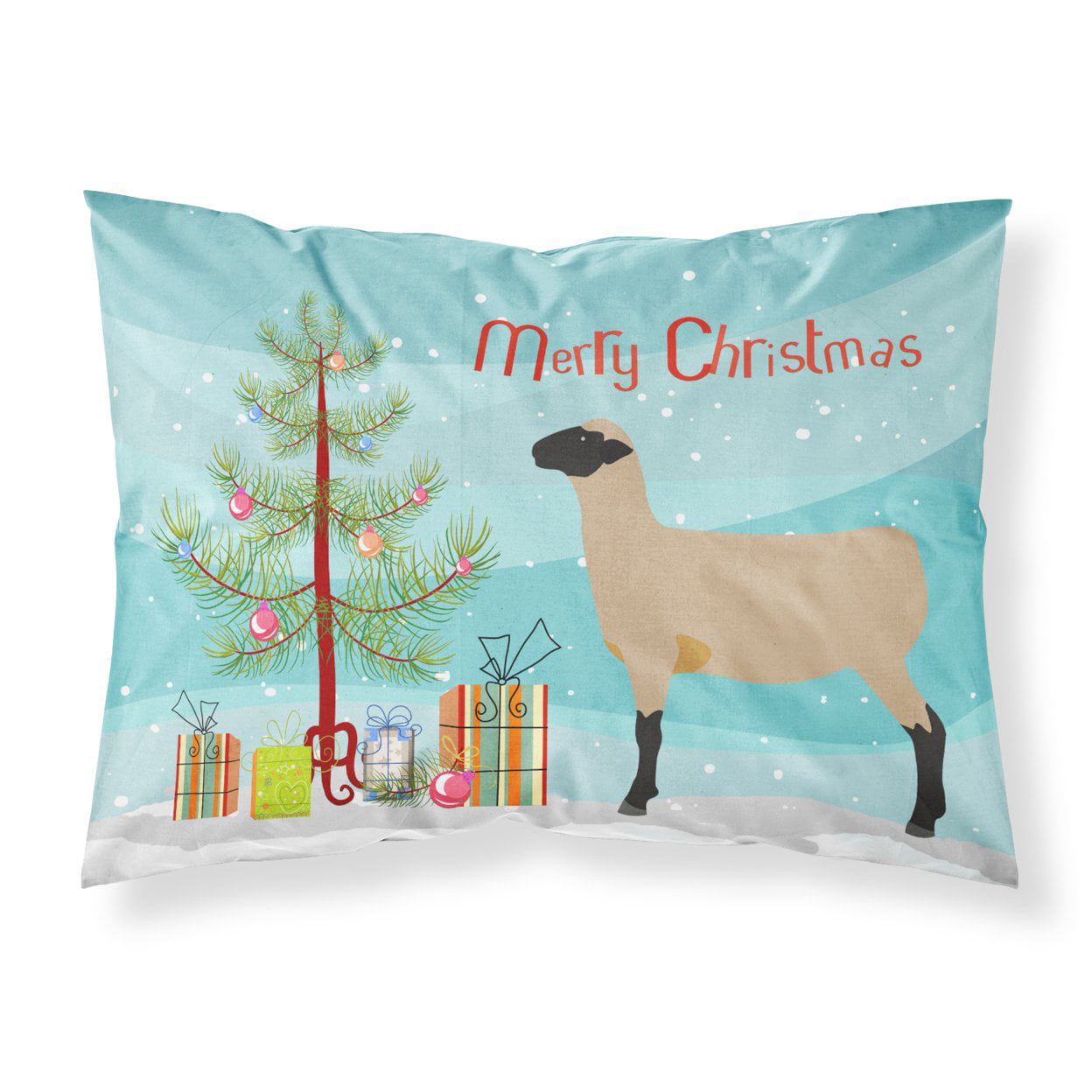BB9343PILLOWCASE Hampshire Down Sheep Christmas Fabric Standard Pillowcase