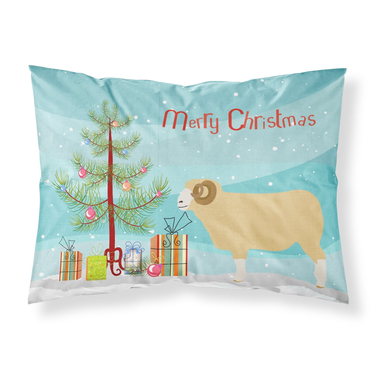 Horned Dorset Sheep Christmas Fabric Standard Pillowcase