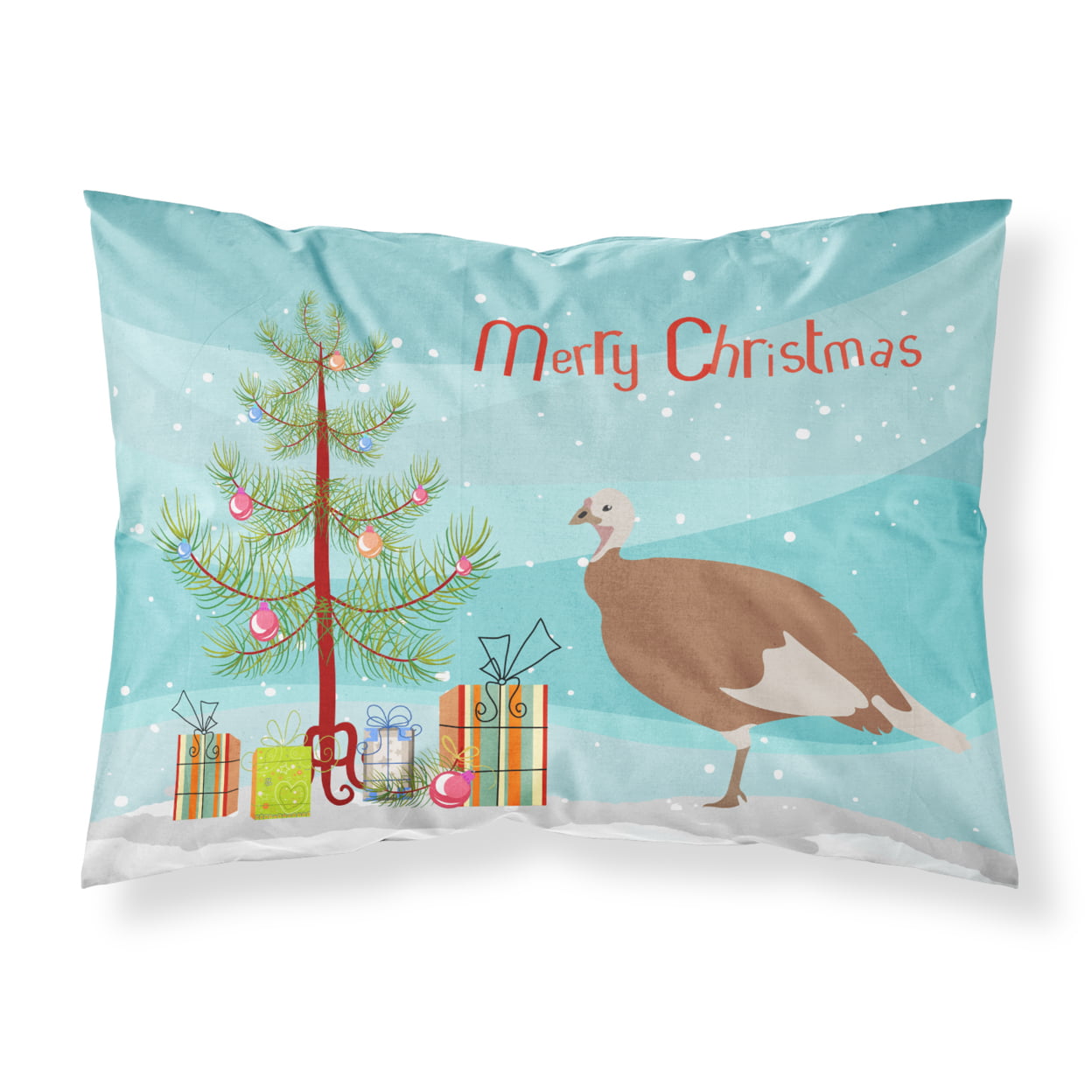 Jersey Buff Turkey Hen Christmas Fabric Standard Pillowcase