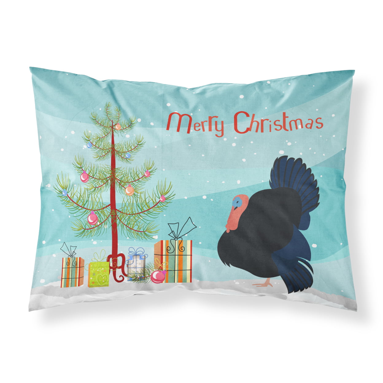 Norfolk Black Turkey Christmas Fabric Standard Pillowcase