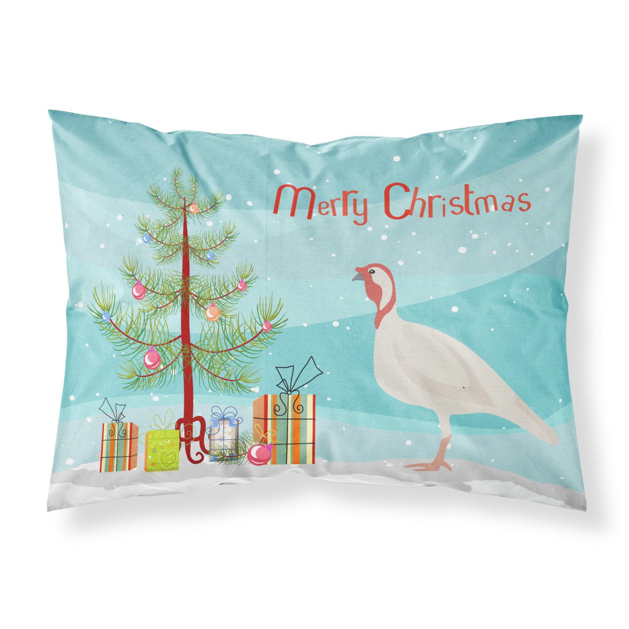 Beltsville Small White Turkey Hen Christmas Fabric Standard Pillowcase