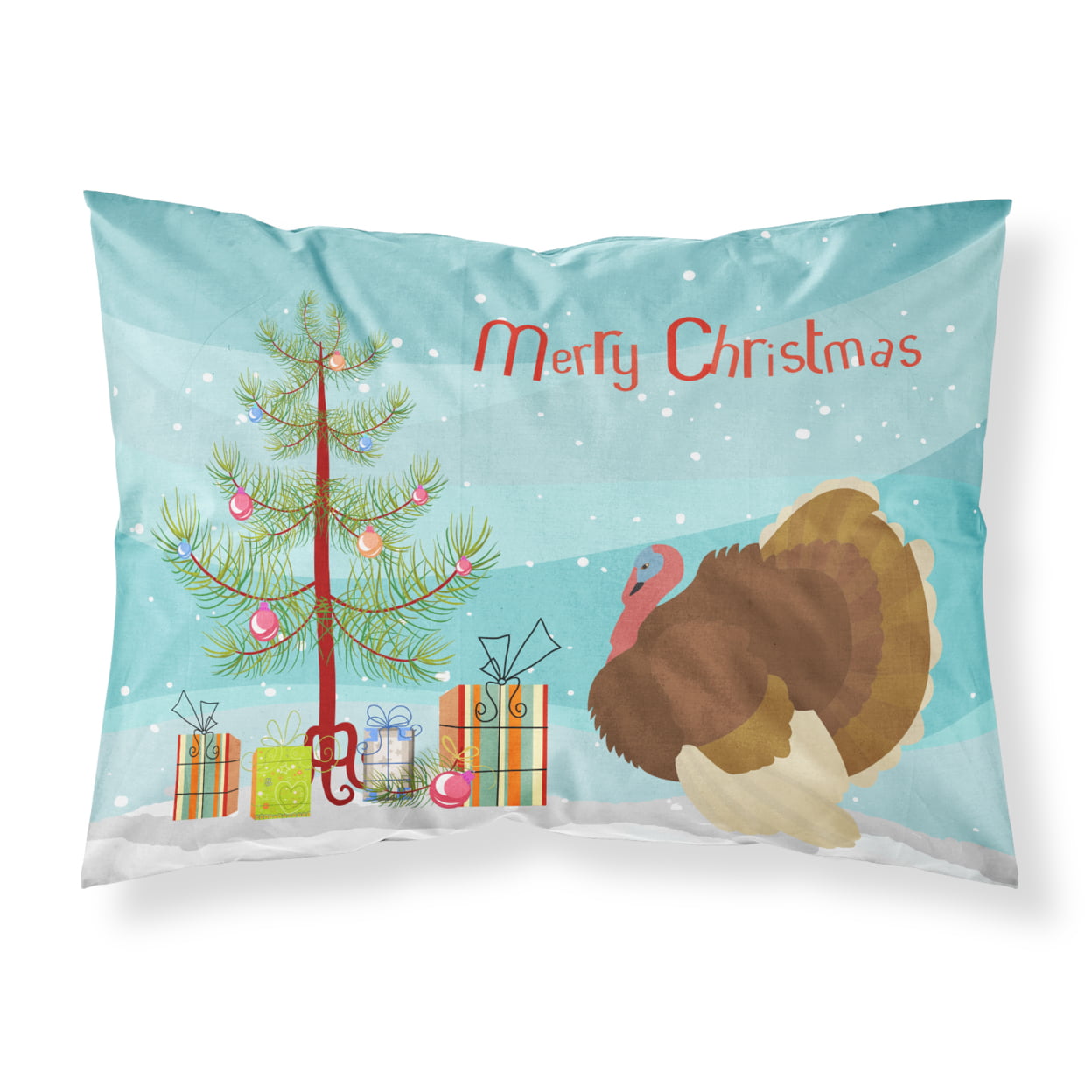 French Turkey Dindon Christmas Fabric Standard Pillowcase