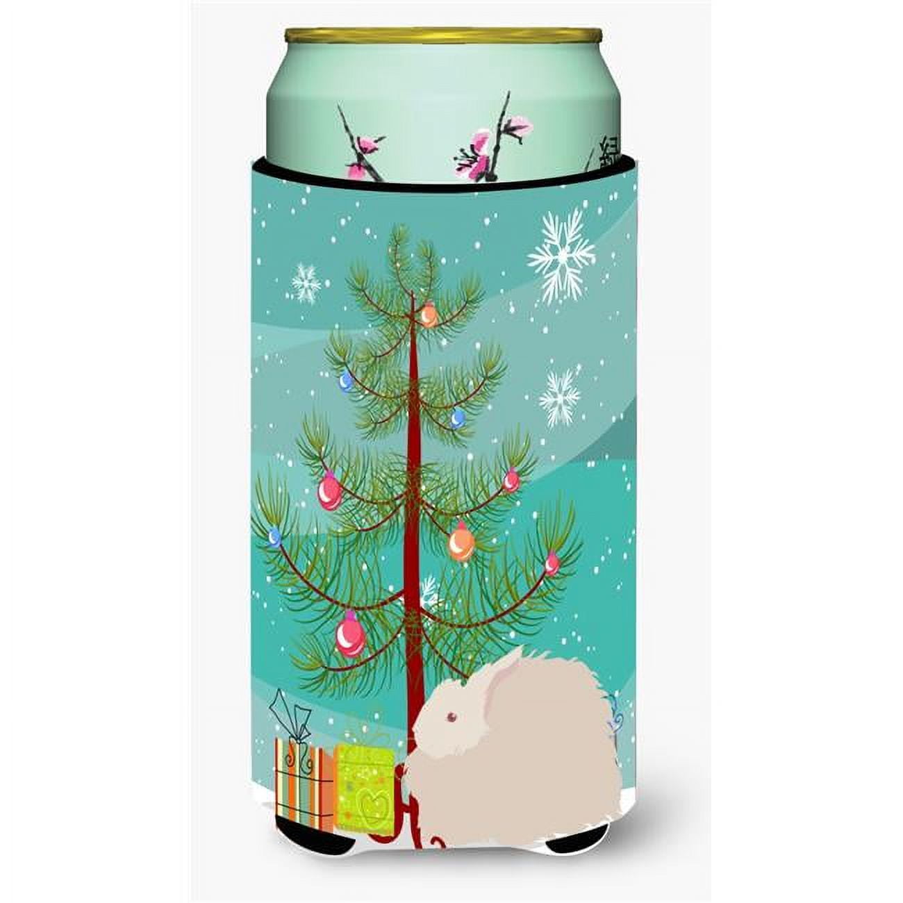 Fluffy Angora Rabbit Christmas Tall Boy Beverage Insulator Hugger