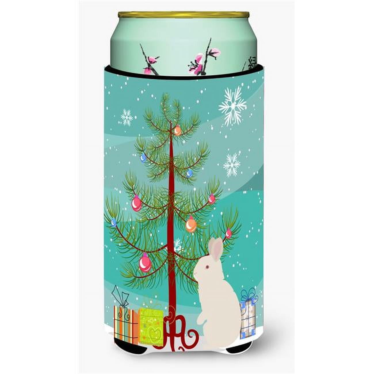 New Zealand White Rabbit Christmas Tall Boy Beverage Insulator Hugger