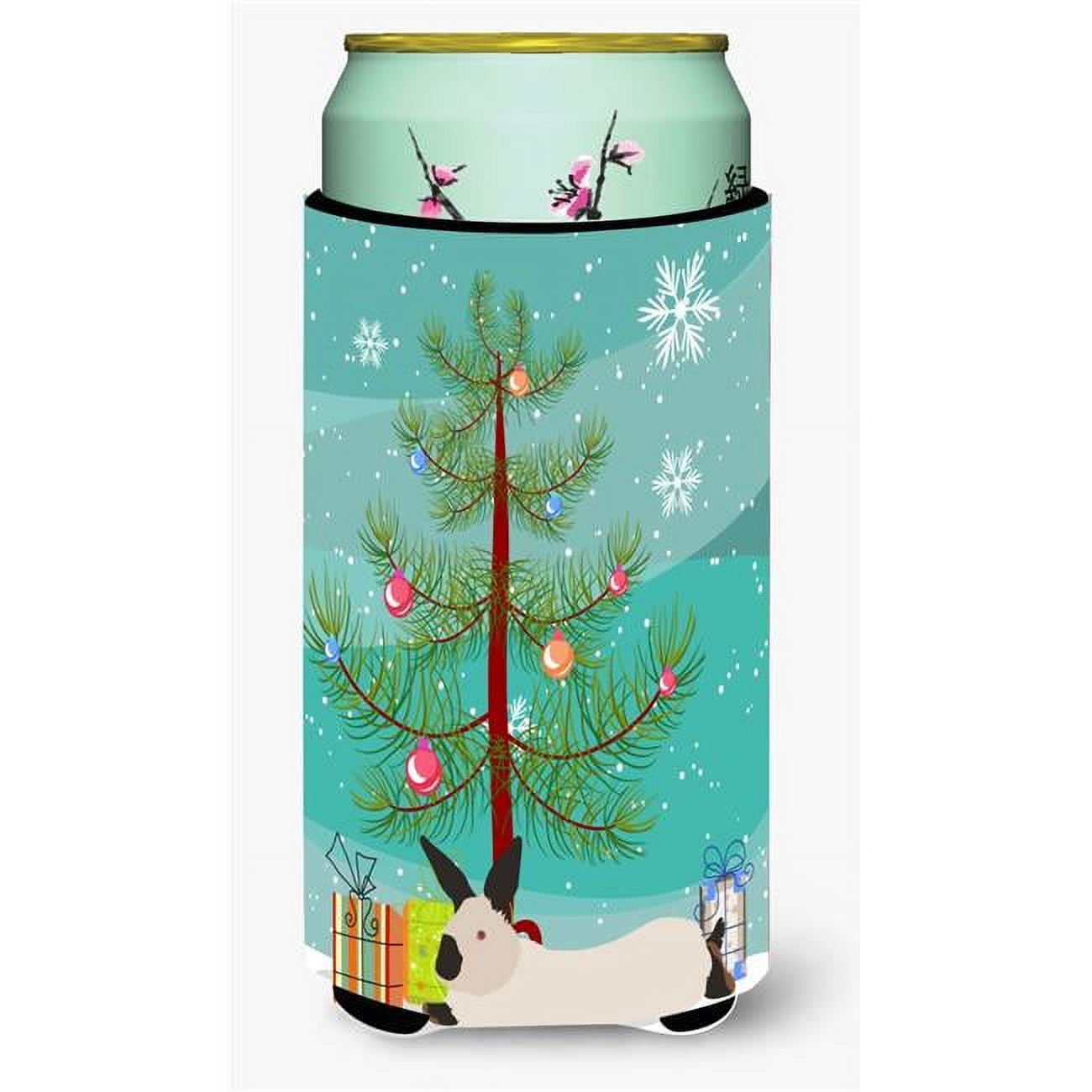 California White Rabbit Christmas Tall Boy Beverage Insulator Hugger