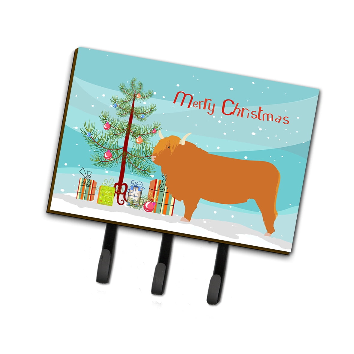 BB9187TH68 Highland Cow Christmas Leash or Key Holder